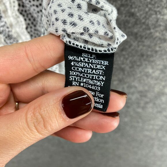 Fifty Street Cami Top Women L Large White Polka Dot V-Neck Sleeveless Button - Picture 4 of 7